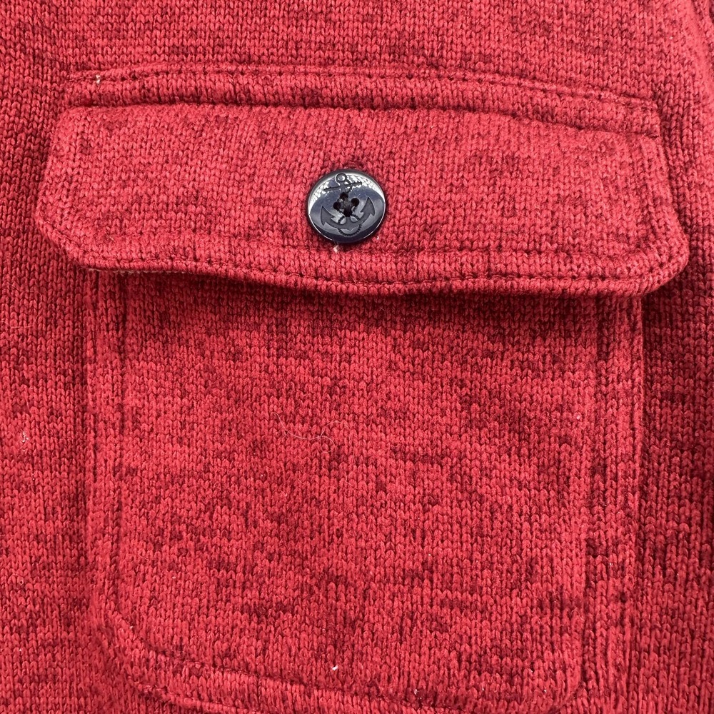 Lands' End Jacket Mens Medium Red Fleece 1/4 Zip Collar Pullover Casual - Picture 7 of 10